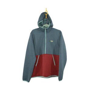 LL Bean Men's Colorblock Hooded 1/4 Zip Fleece Pullover Size L Tall Gorpcore